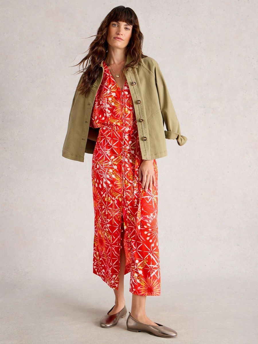 Bedrucktes Kimono-Midikleid mit Gürtel