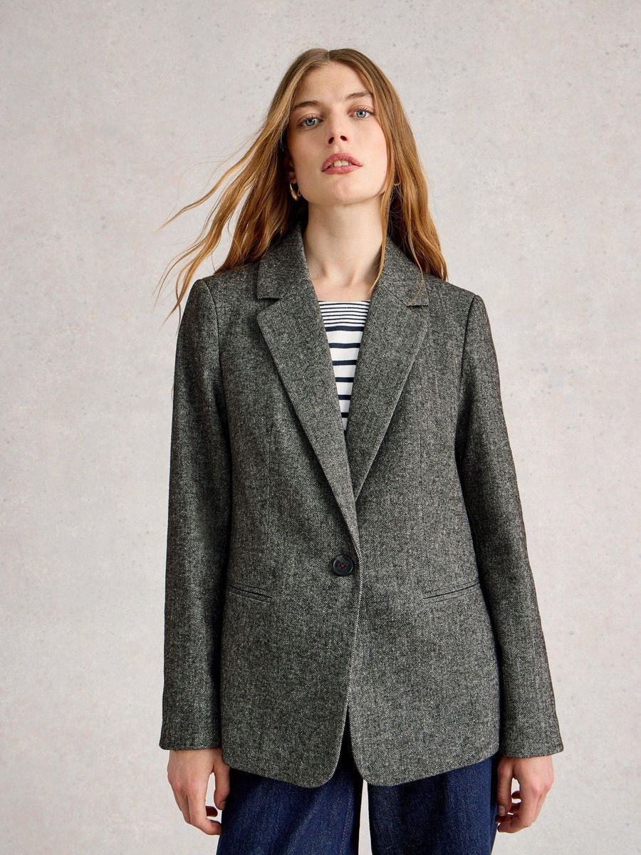 Taillierter Tweed-Blazer mit fallendem Revers
