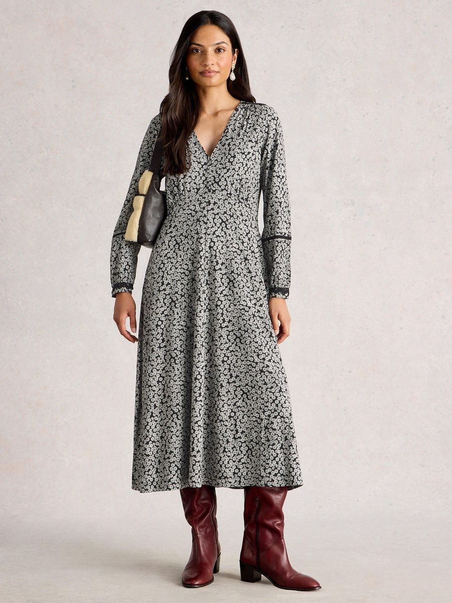 Jersey-Midikleid mit Blumenmuster