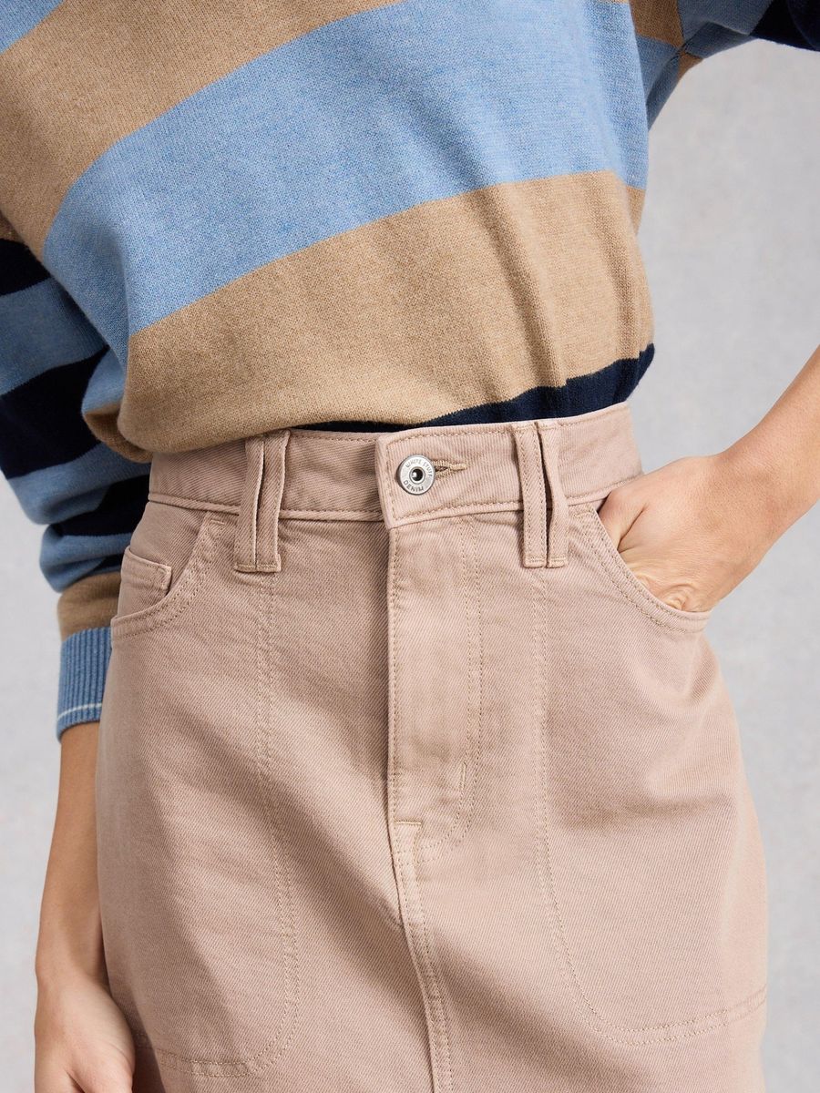 Jeans-Midi-Rock mit Schlitz vorne