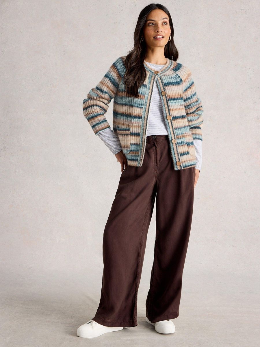 Gestreifte Strickjacke mit Space-Dye-Muster