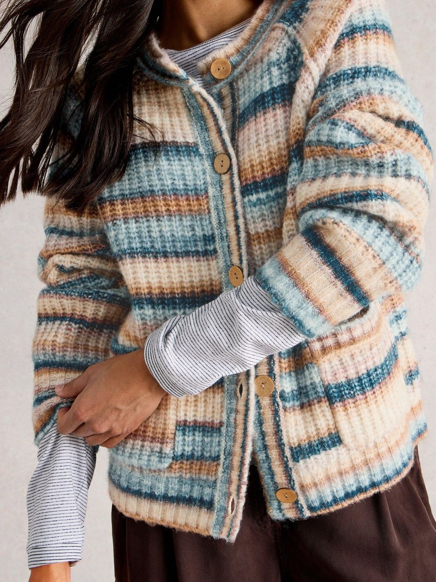 Gestreifte Strickjacke mit Space-Dye-Muster
