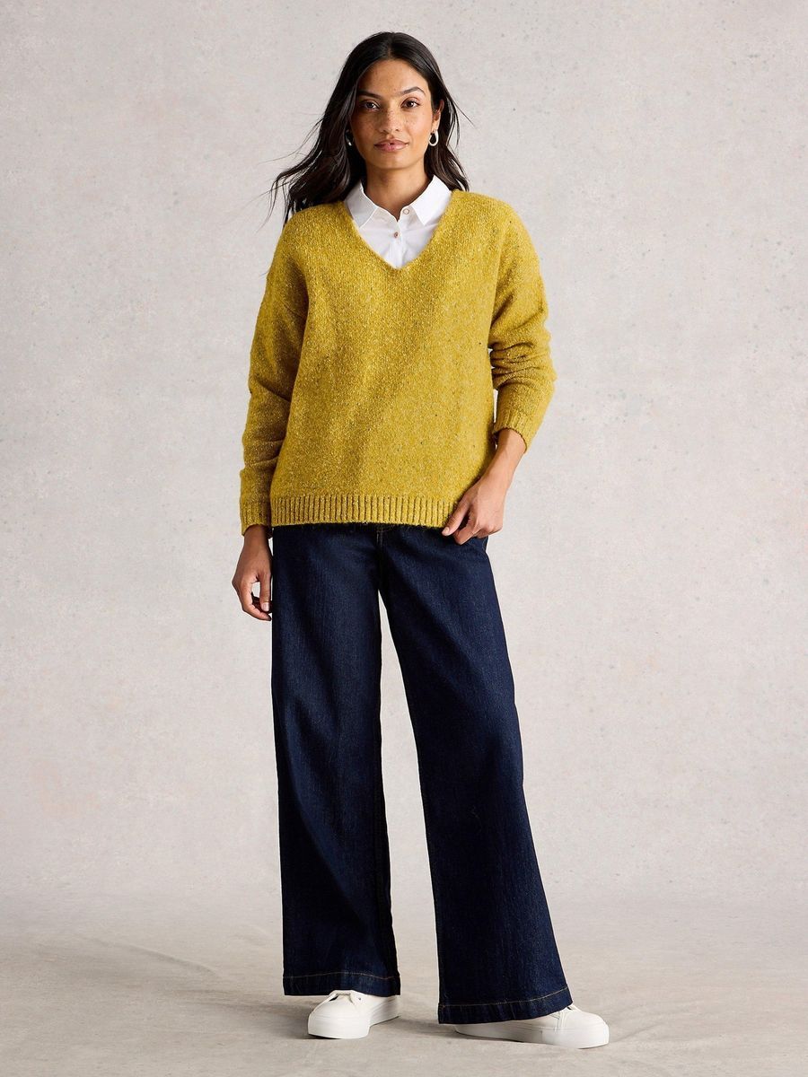 Strukturierter Strickpullover mit V-Ausschnitt