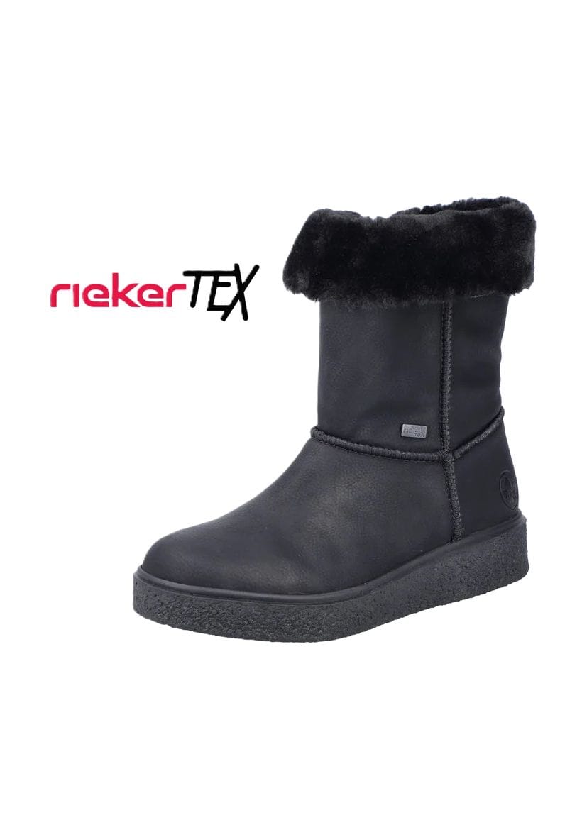 Schwarze Winterstiefel mit Kunstfell für Damen