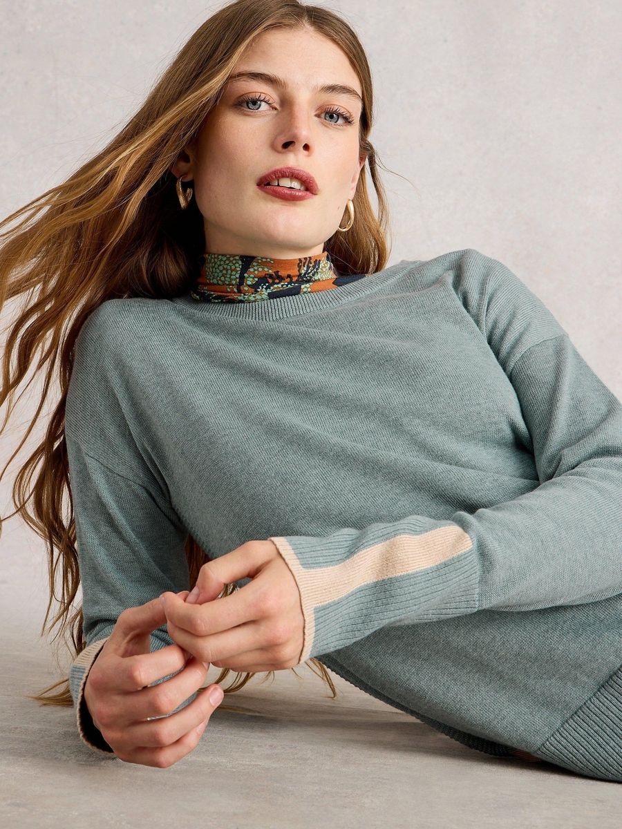Pullover mit Rundhalsausschnitt aus Baumwollmischung