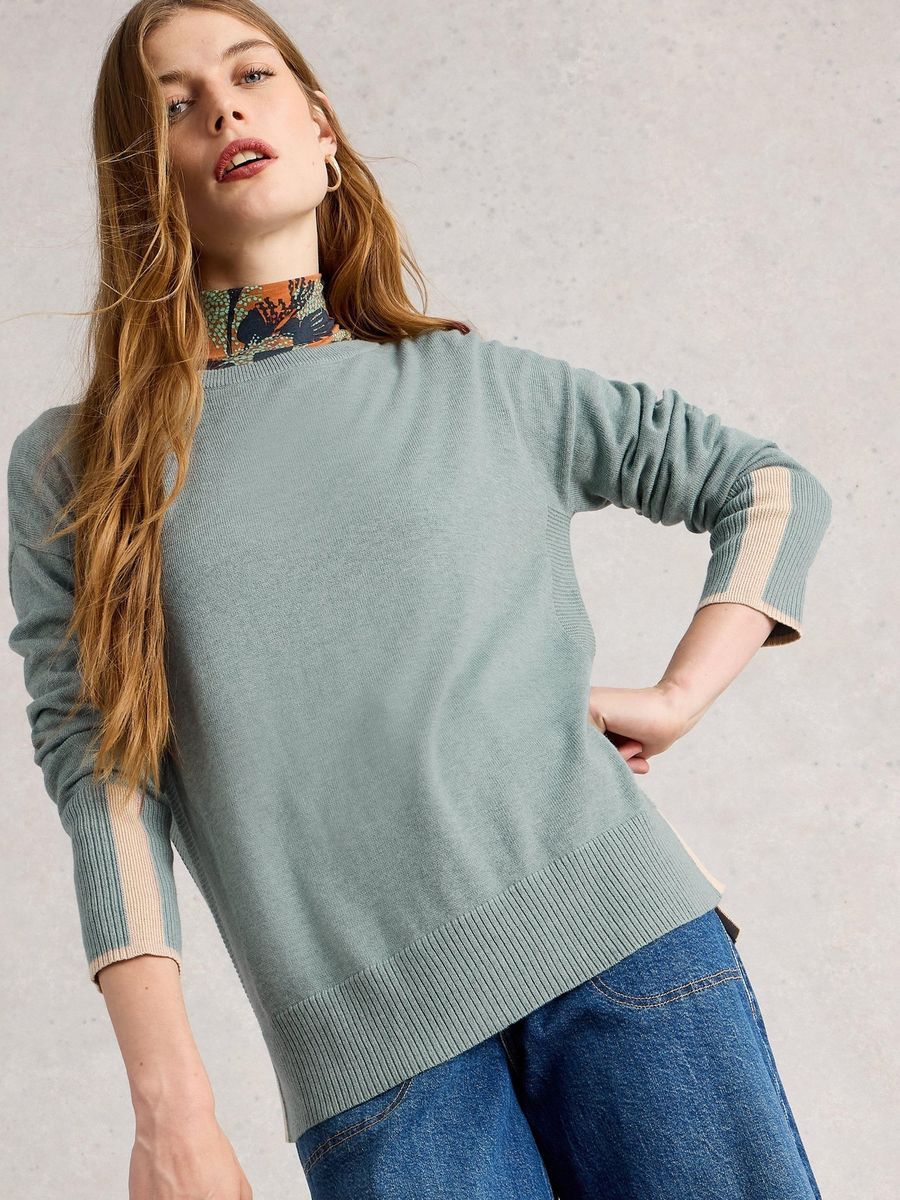 Pullover mit Rundhalsausschnitt aus Baumwollmischung