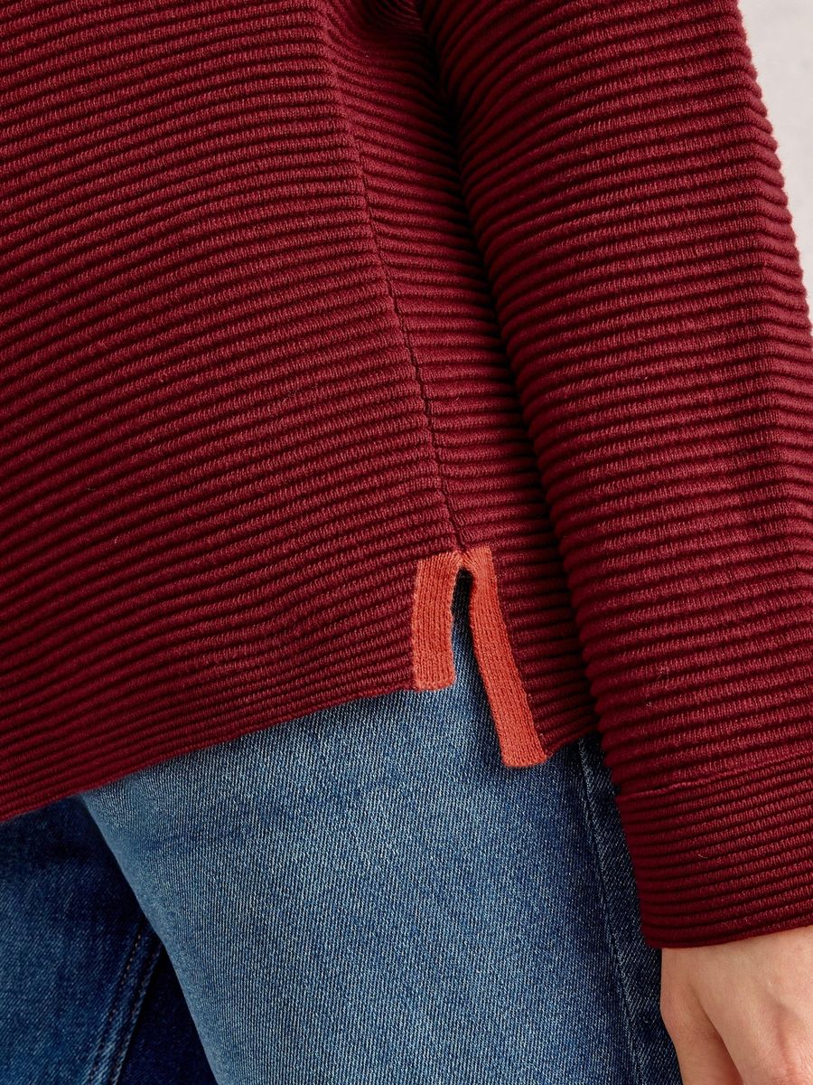 Gerippter Langarm Baumwollpullover