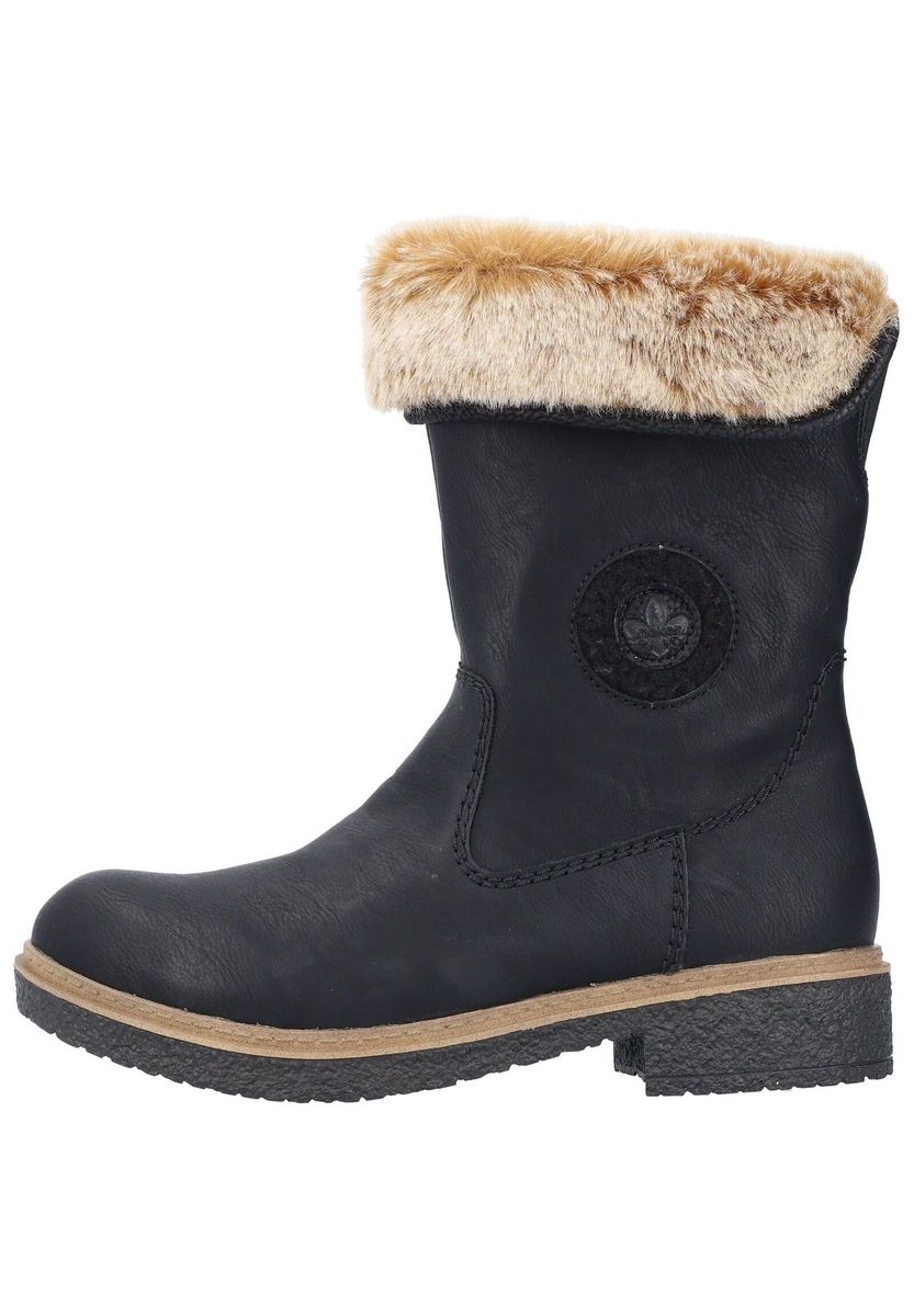Winter-Stiefeletten mit Fellbesatz und Blockabsatz