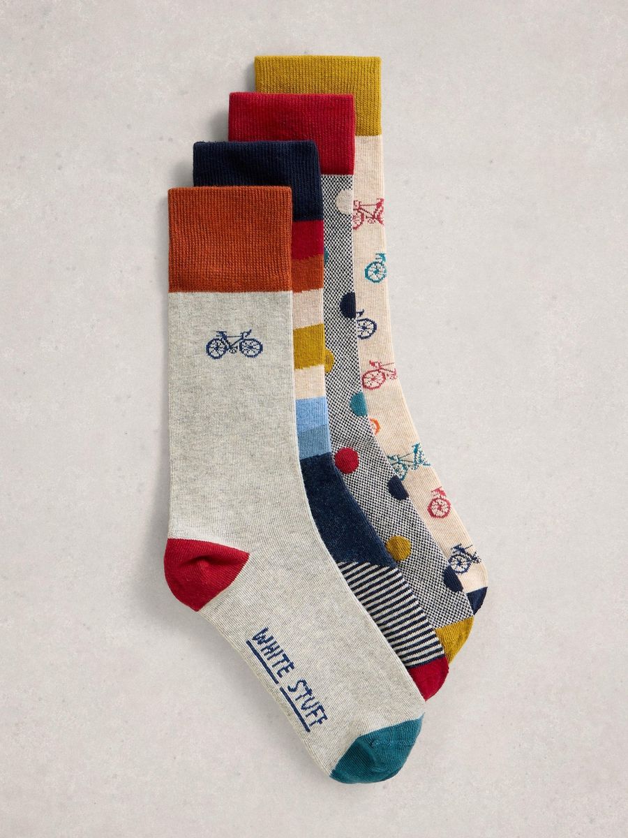 Socken im Viererpack mit Fahrradmuster