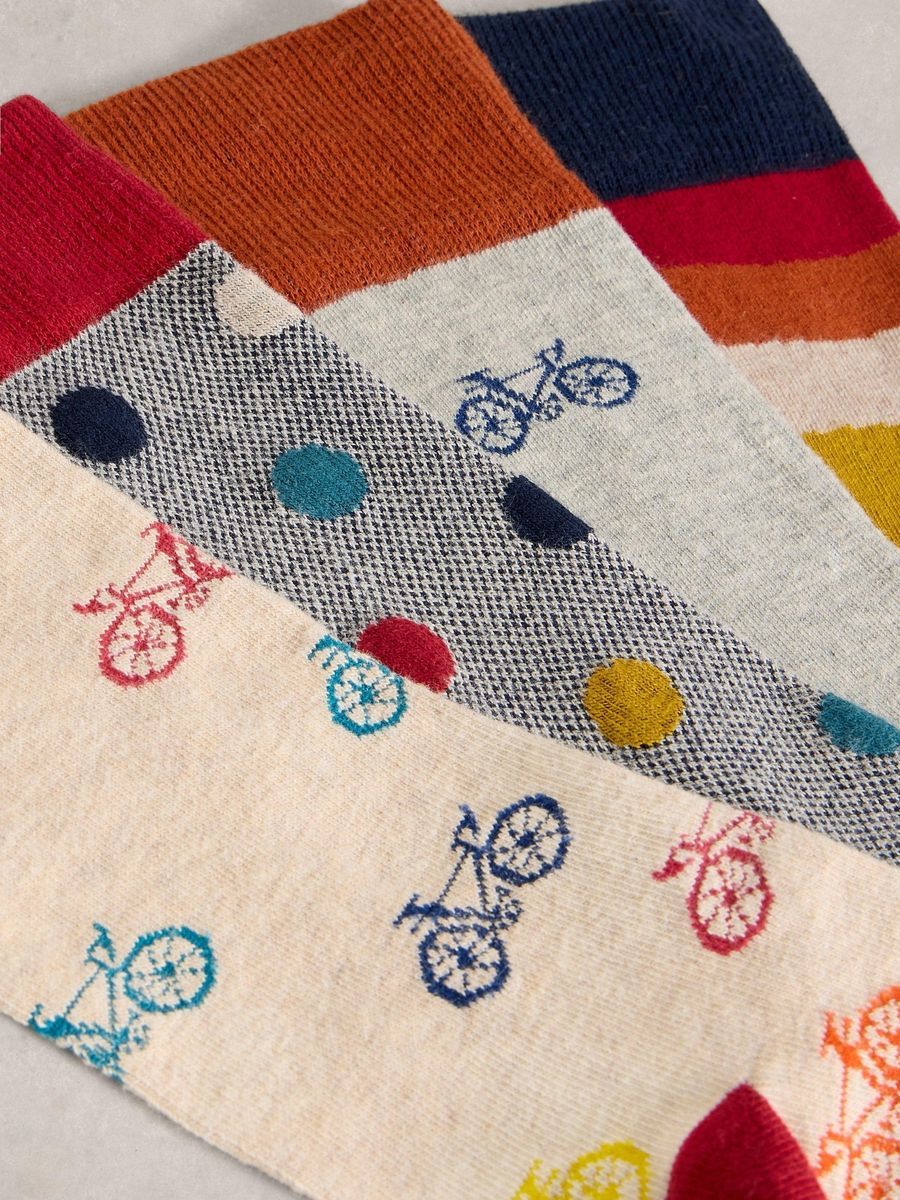 Socken im Viererpack mit Fahrradmuster