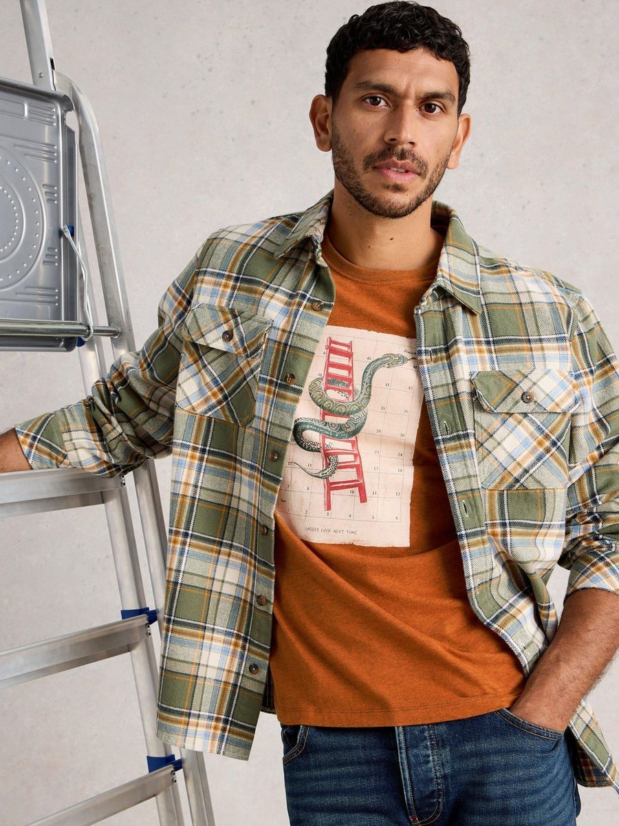 Grafik T-Shirt mit Schlangenleiter-Motiv