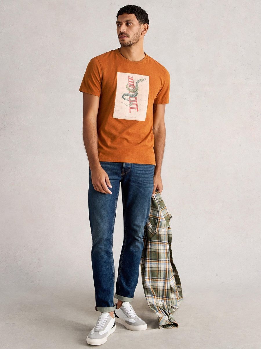 Grafik T-Shirt mit Schlangenleiter-Motiv