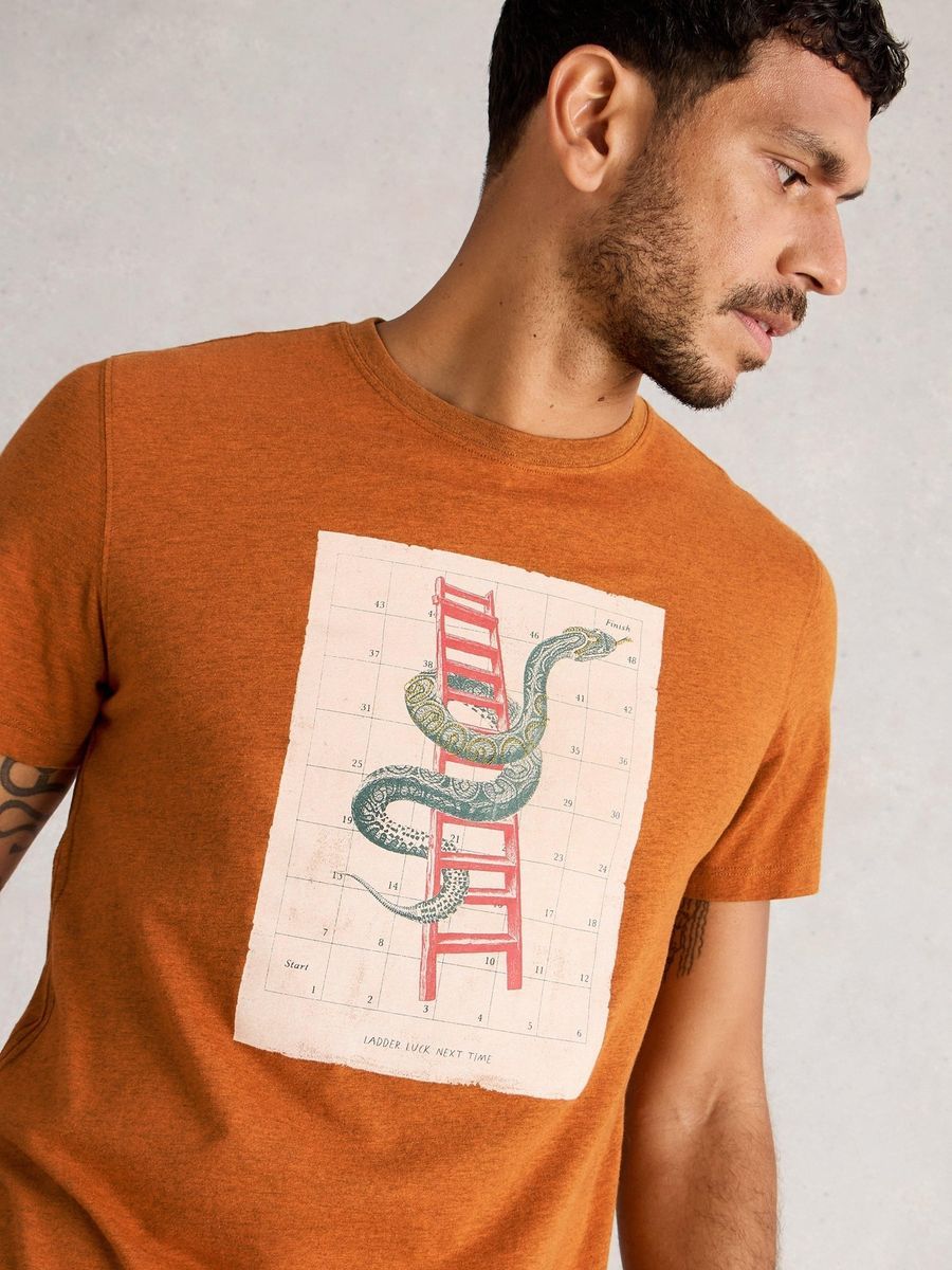 Grafik T-Shirt mit Schlangenleiter-Motiv