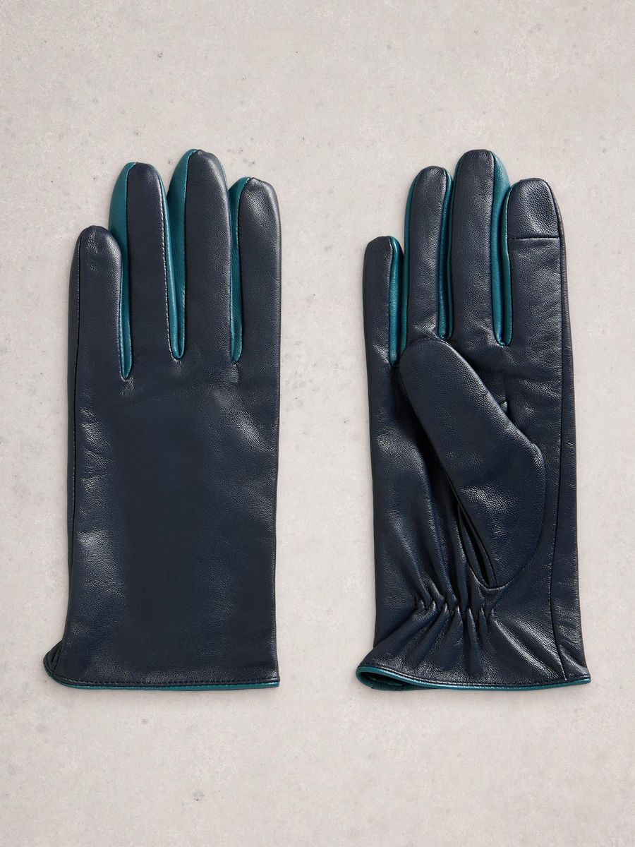 Lederhandschuhe mit blaugrünem Rand