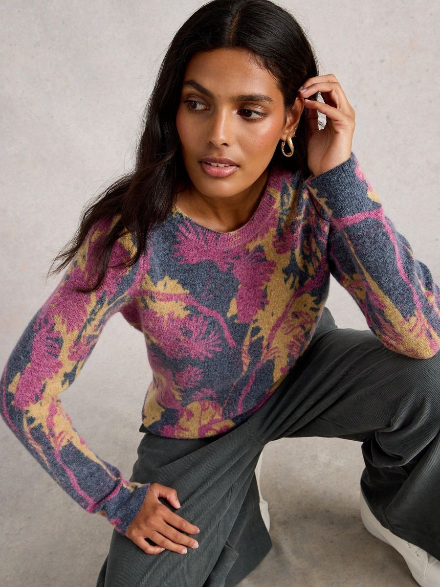 Pullover mit Blumenmuster und Rundhalsausschnitt
