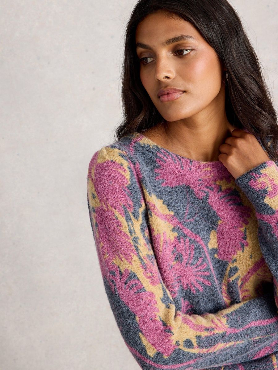 Pullover mit Blumenmuster und Rundhalsausschnitt