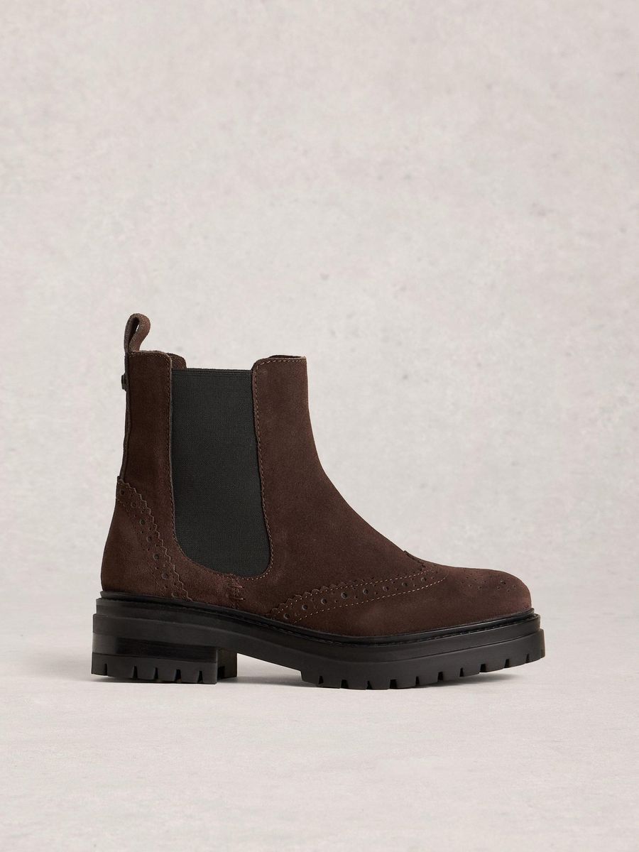 Chelsea Boot aus Wildleder mit Brogue-Details