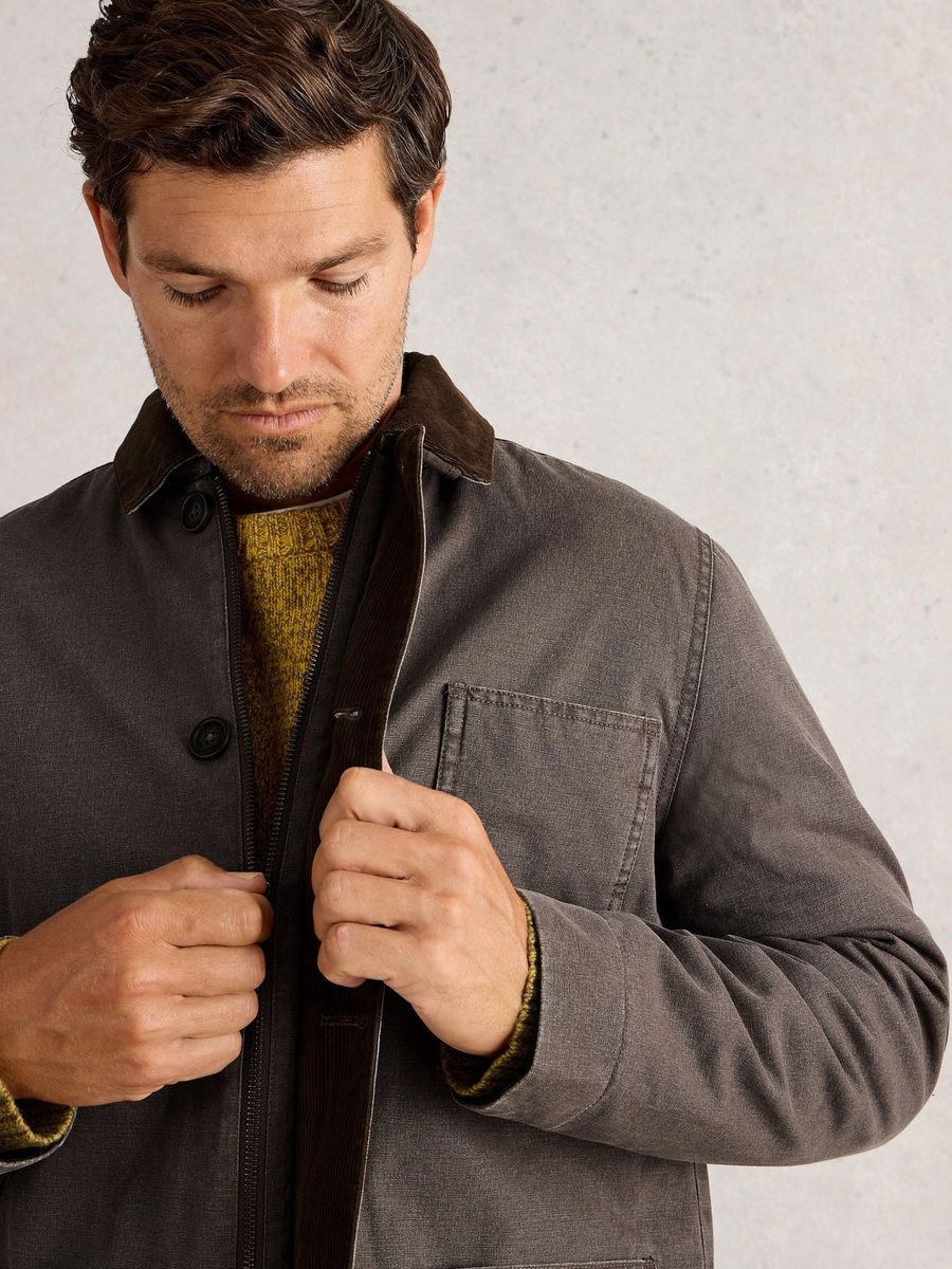 Arbeitsjacke mit Cordkragen