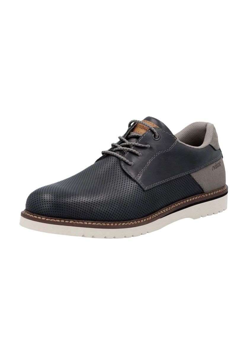 Herren Halbschuhe Blau perforiertes Leder