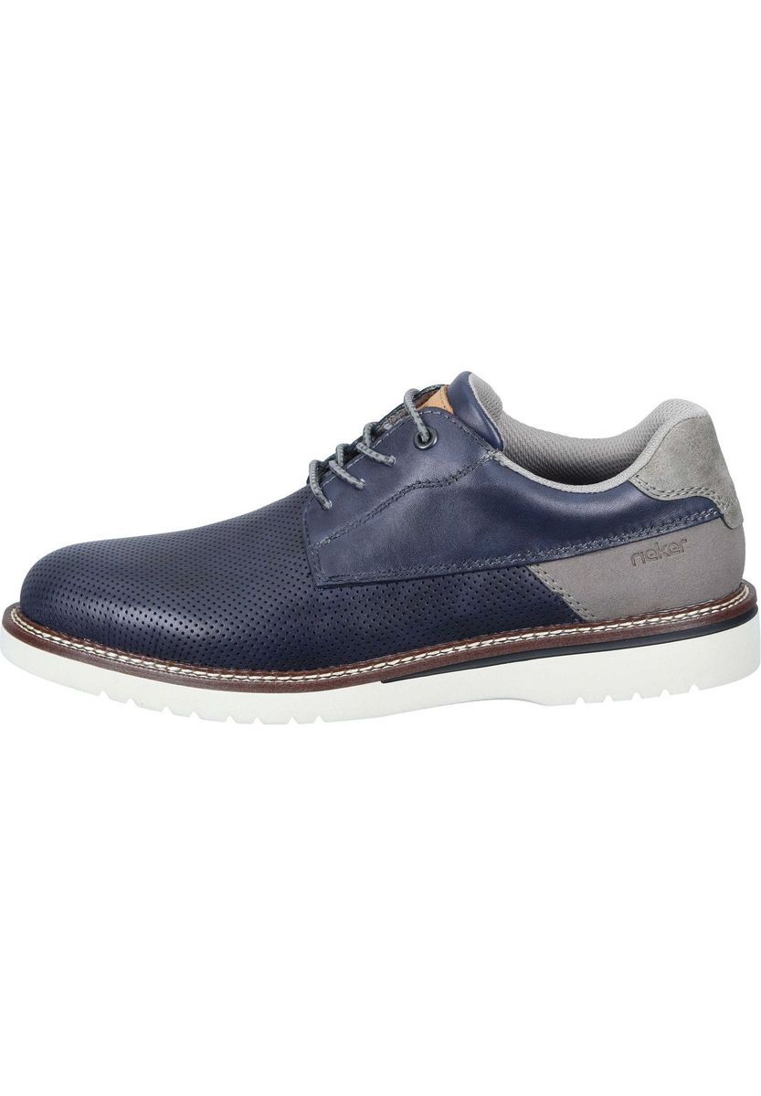 Herren Halbschuhe Blau perforiertes Leder
