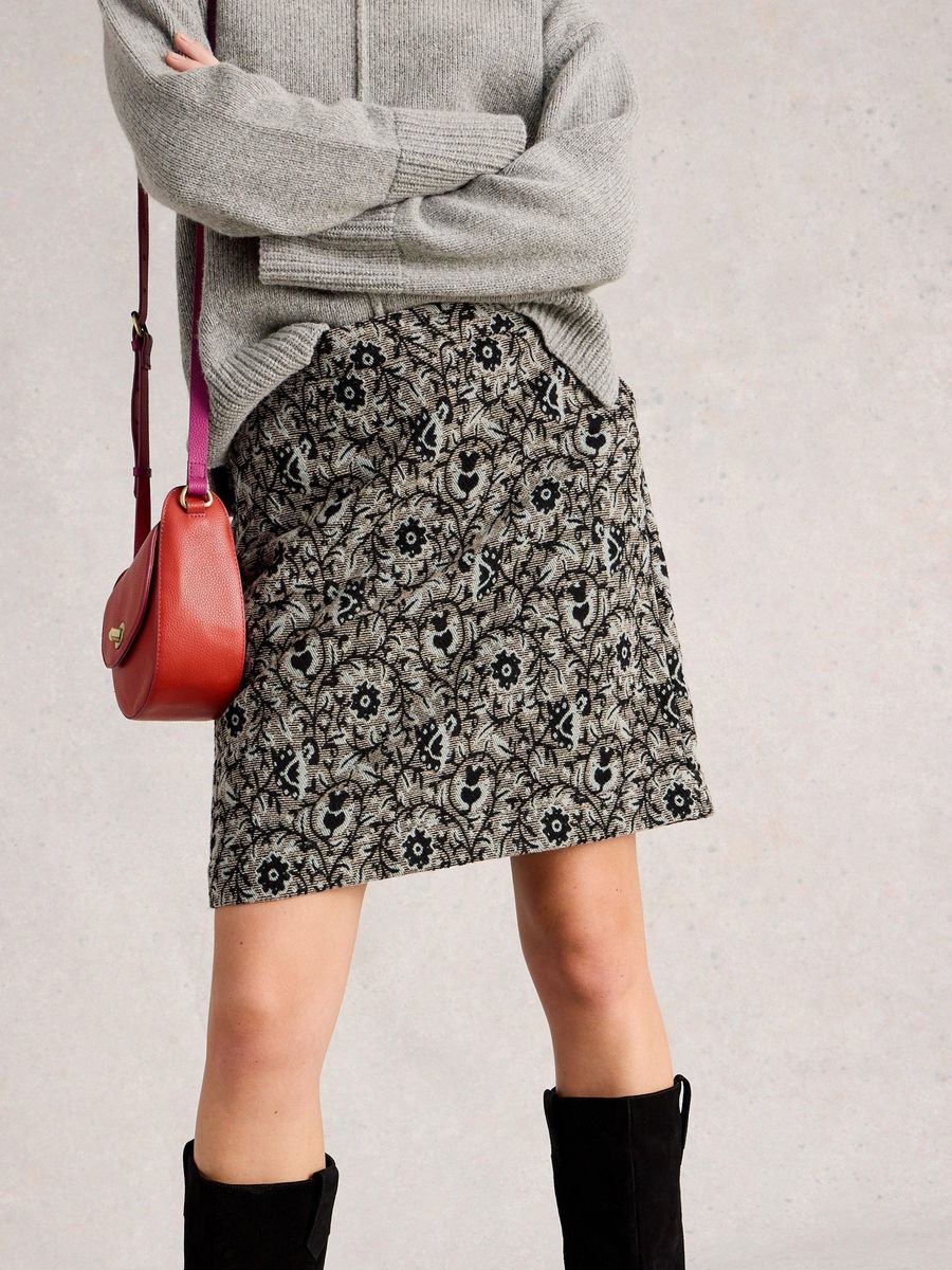 Floral Jacquard Minirock A-Linie