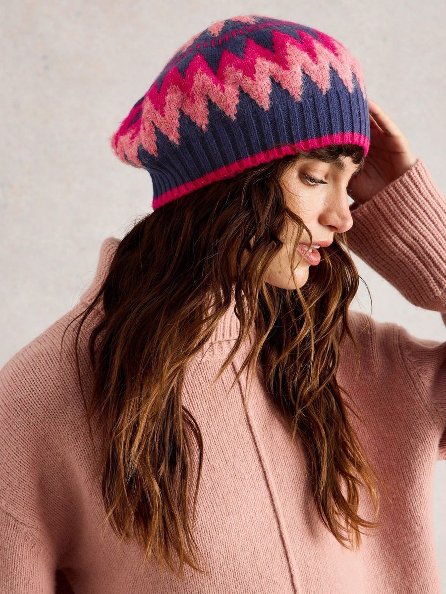 Fair Isle Strick Baskenmütze