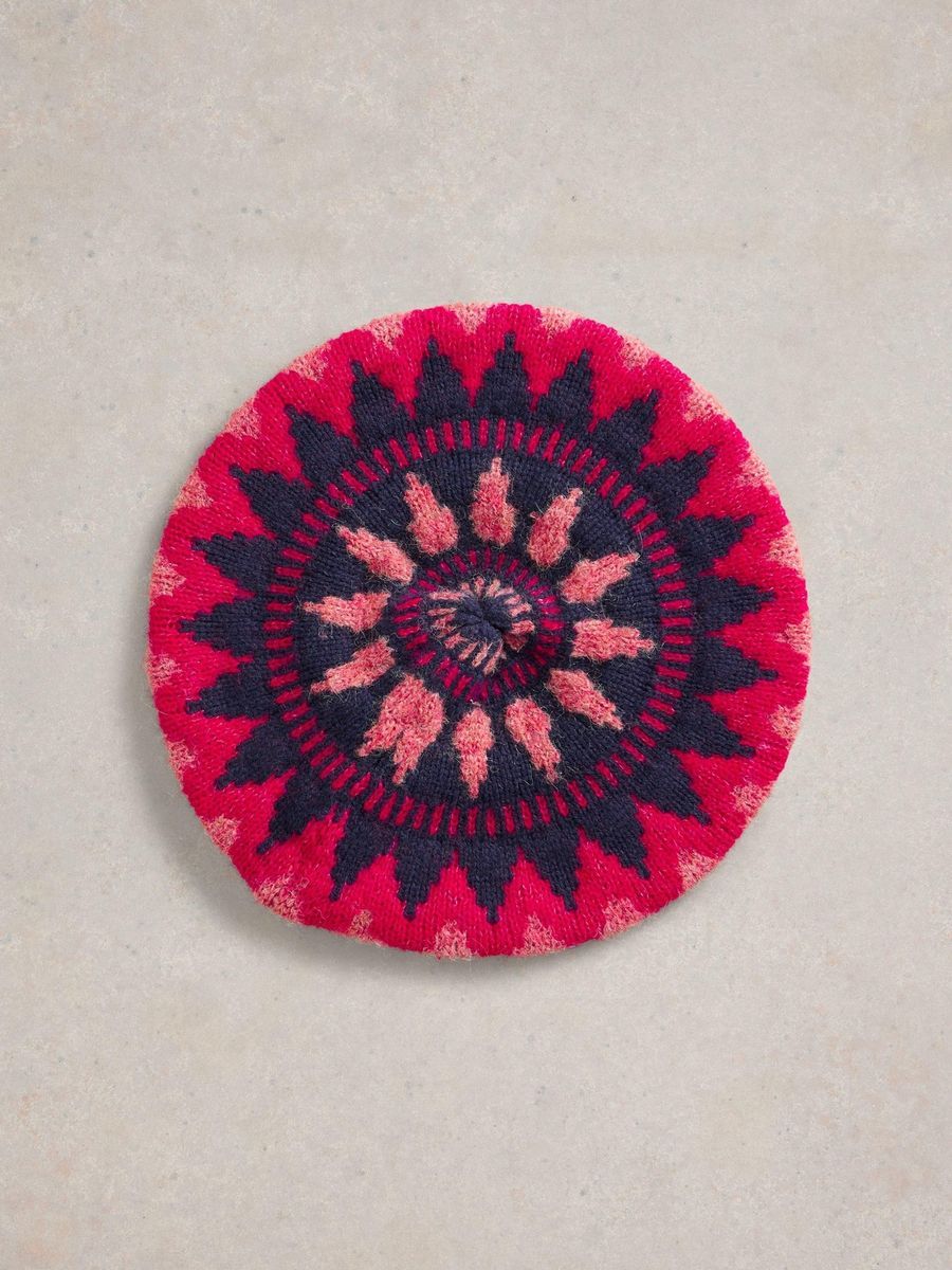 Fair Isle Strick Baskenmütze