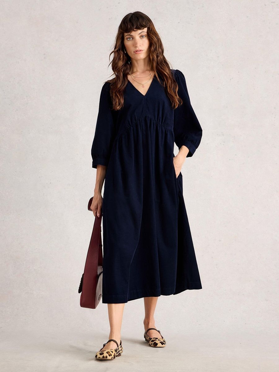 Lucy Cord Empire-Midikleid aus Kord