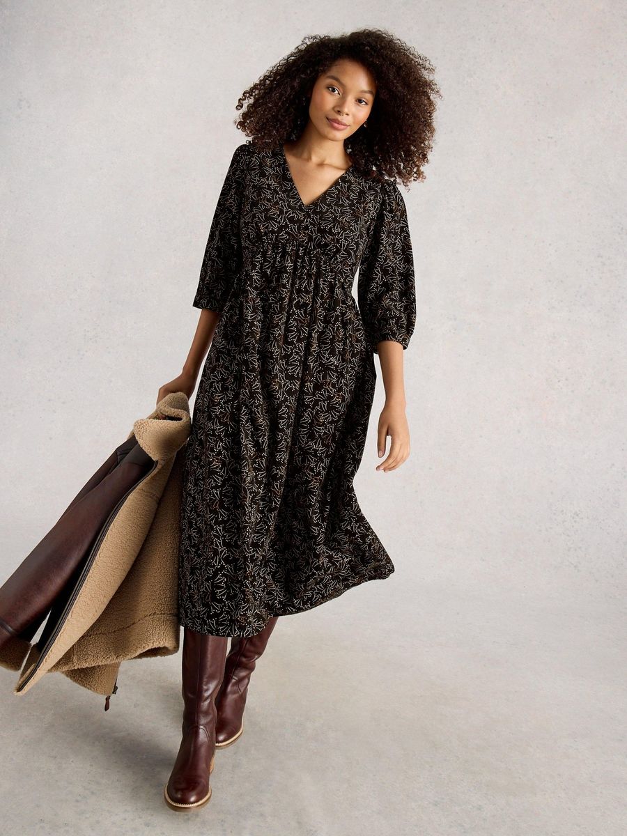 Lucy Cord Empire-Midikleid aus Kord