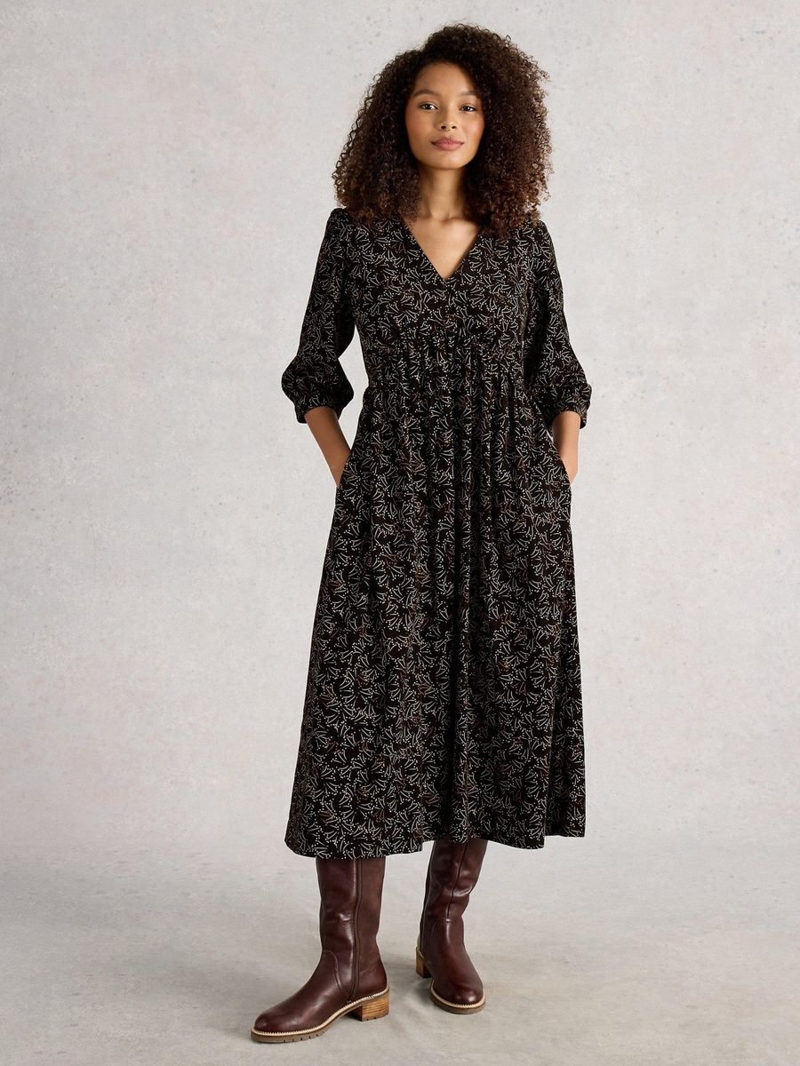 Lucy Cord Empire-Midikleid aus Kord