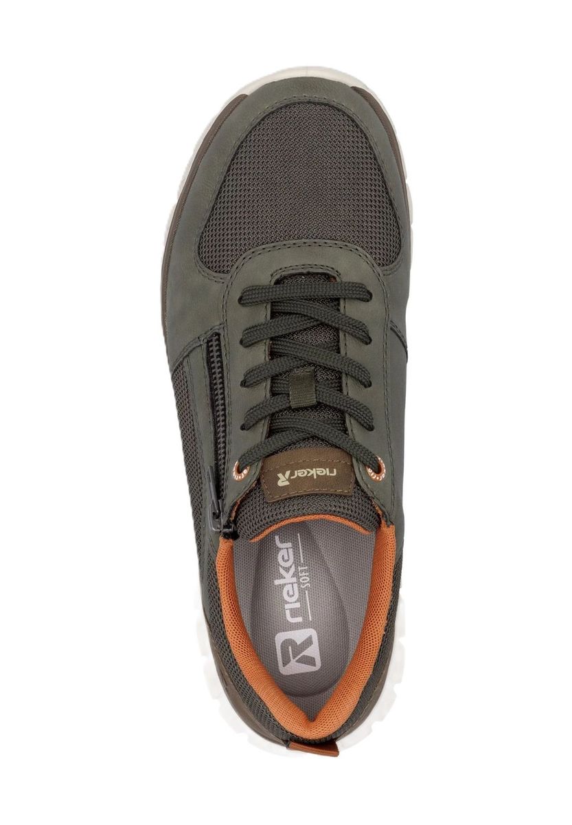 Herren-Freizeit-Sneaker aus olivgrünem Leder