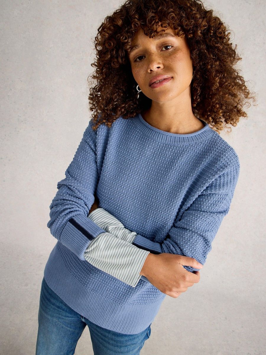 Strukturierter Baumwoll-Strickpullover
