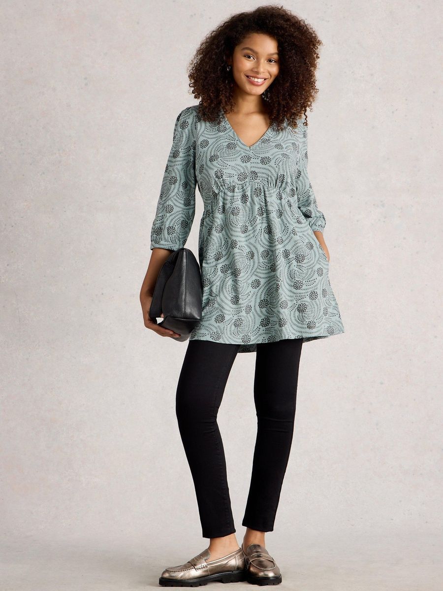 Bedrucktes Baumwolljersey-Tunika-Top
