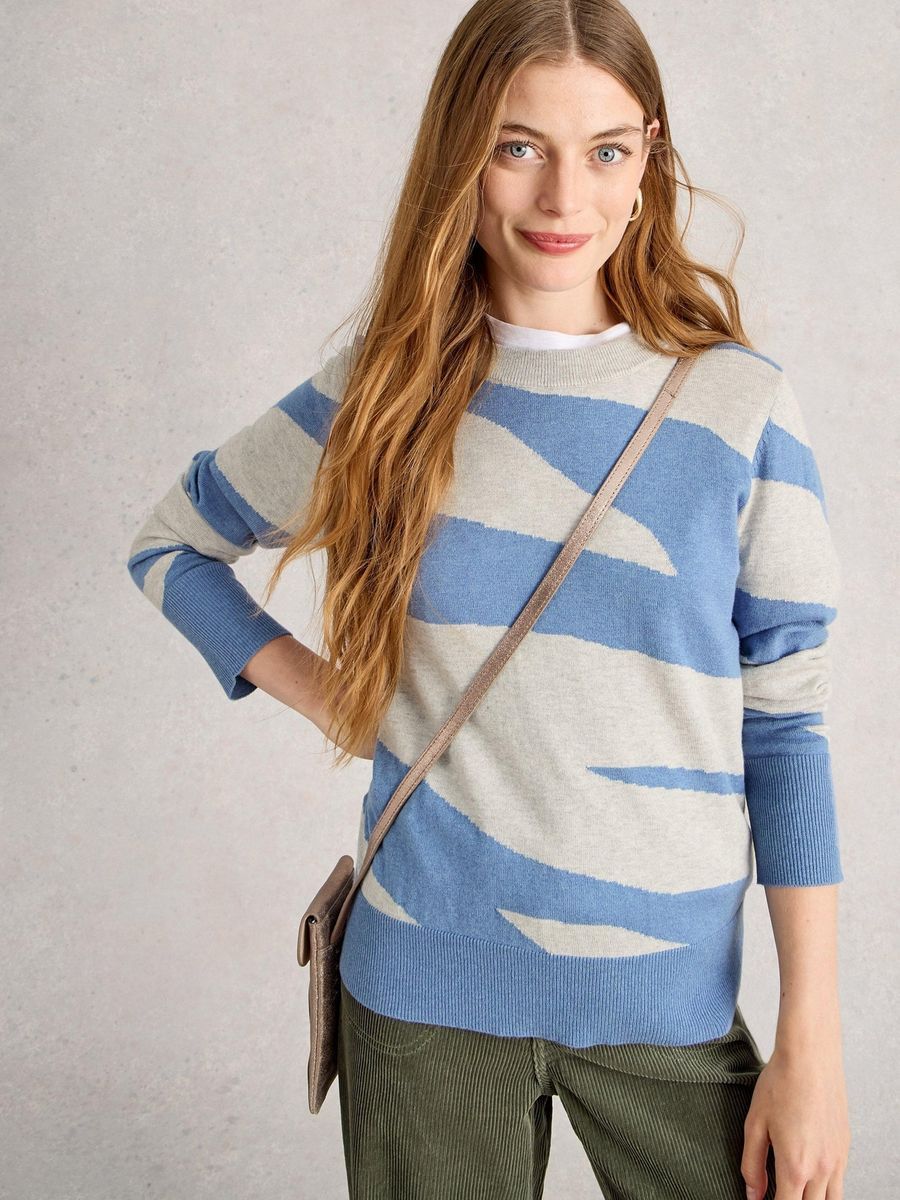 Gestreifter Pullover aus Baumwoll-Merino-Mischung