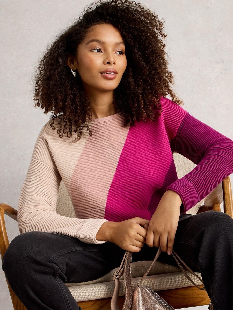 Bio-Baumwoll-Strickpullover mit Farbblockdesign