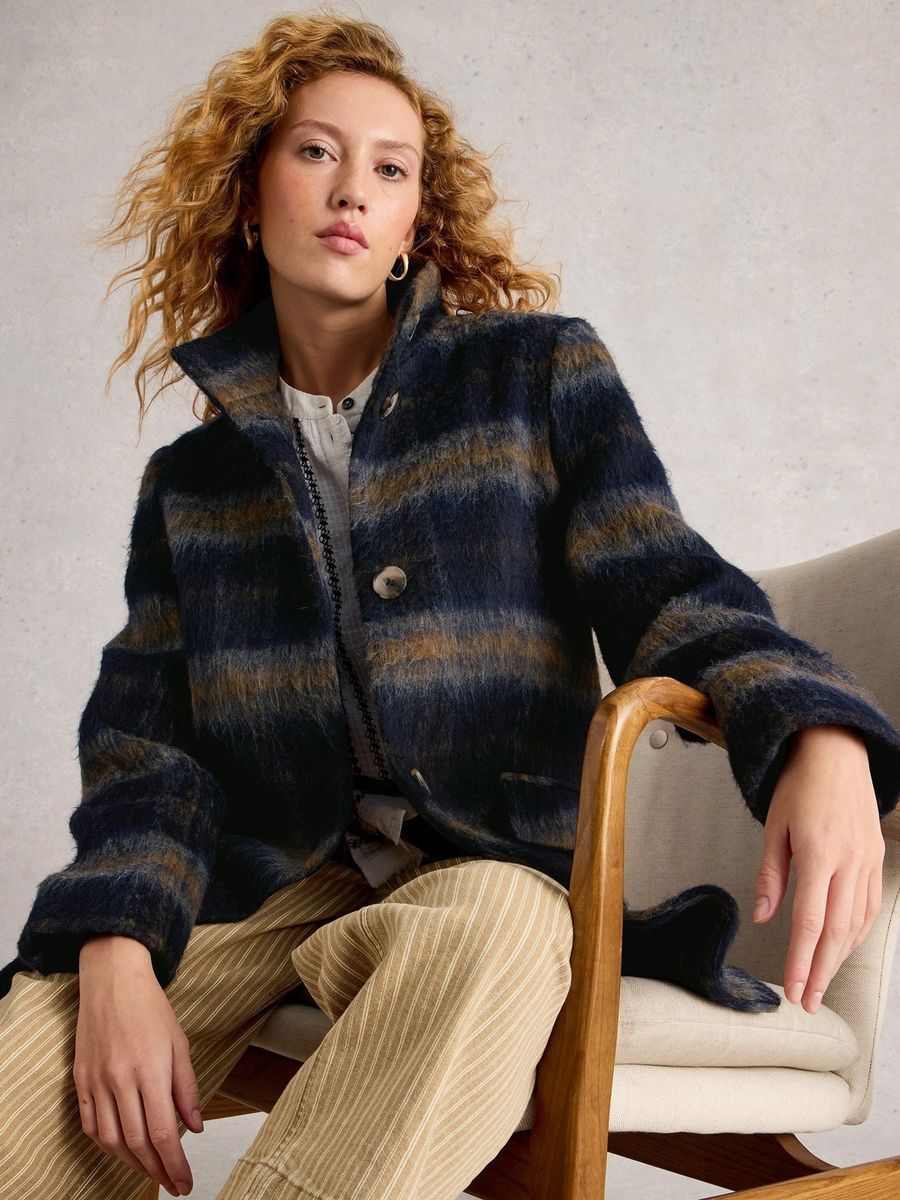 Elegante Jacke aus Wollmischung mit Karomuster