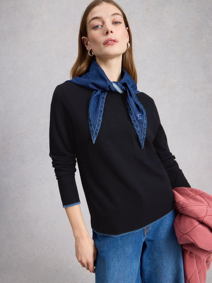 Feiner Strickpullover aus Baumwolle-Merinowolle