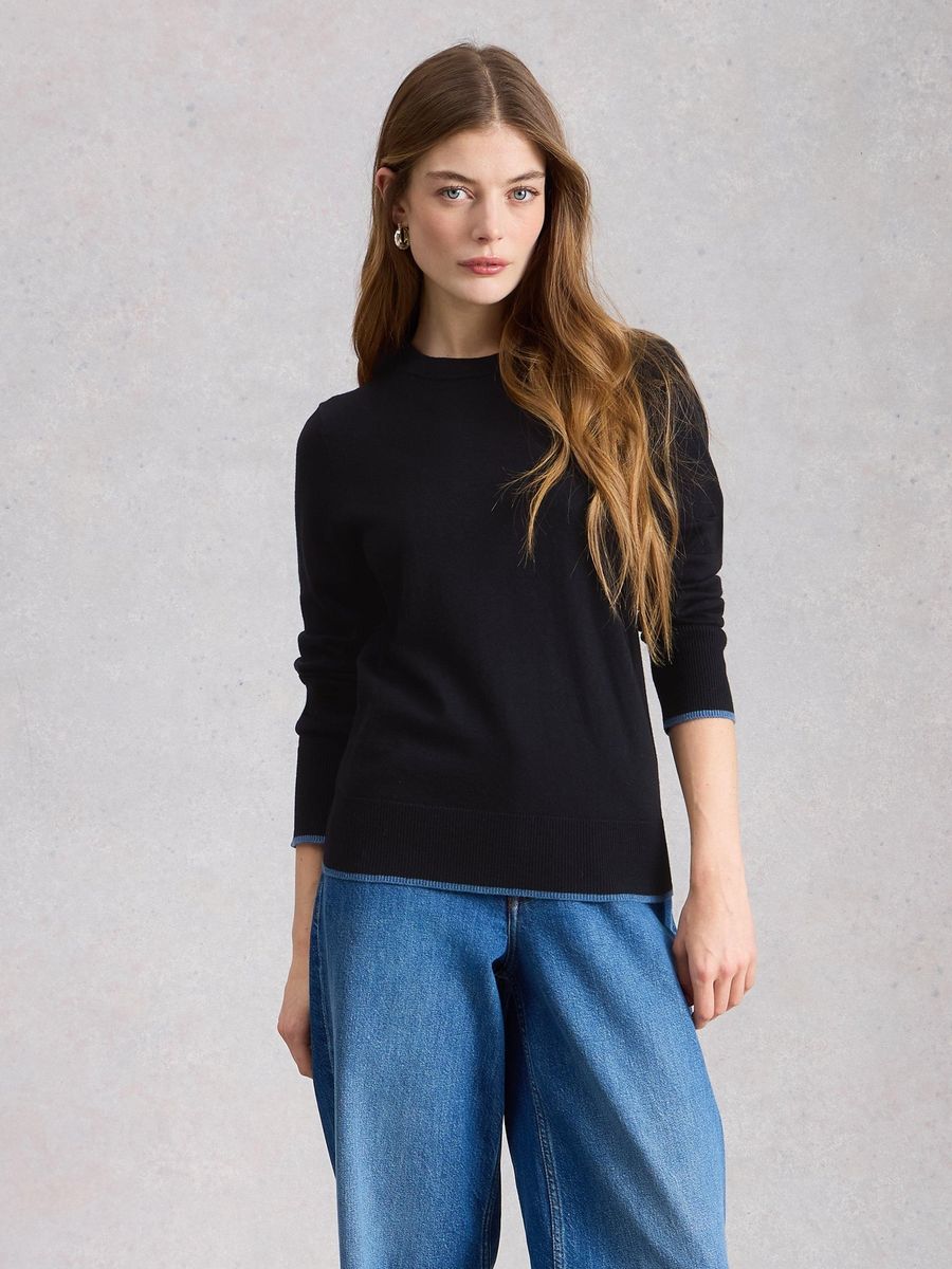 Feiner Strickpullover aus Baumwolle-Merinowolle