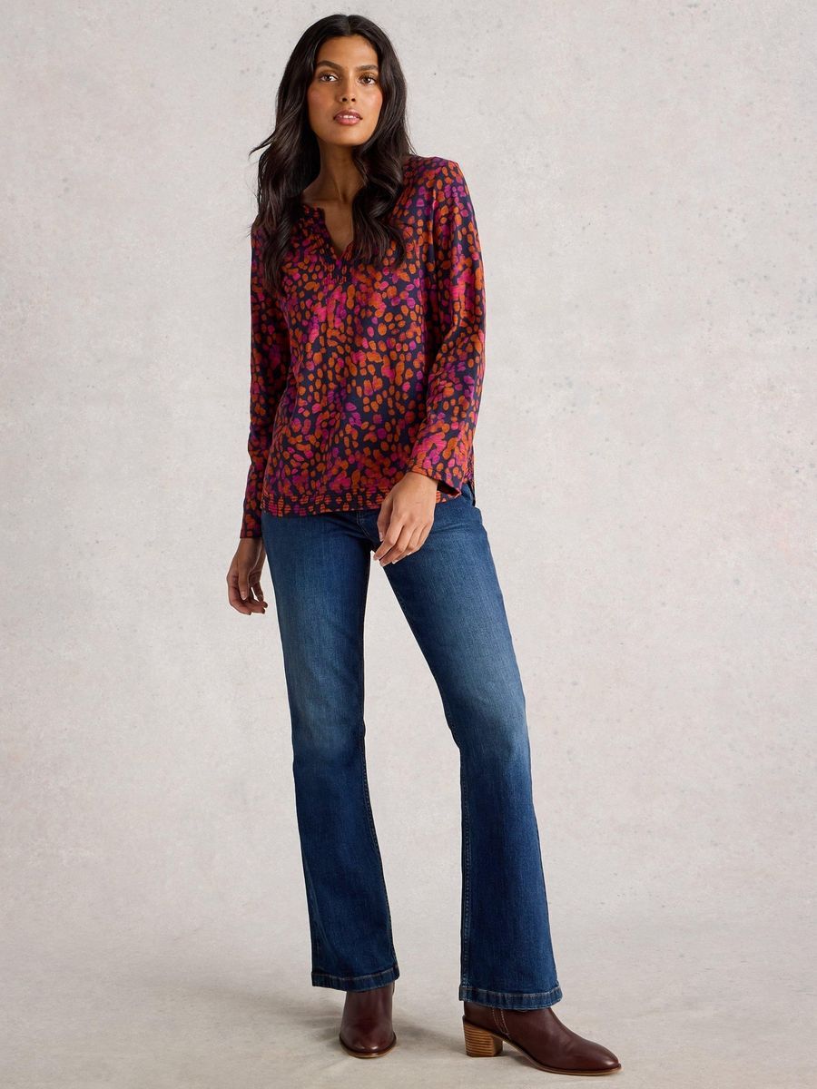 Bedrucktes Langarm-Jersey-Top