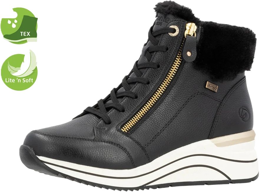 Schwarze Winterstiefeletten mit Keilabsatz