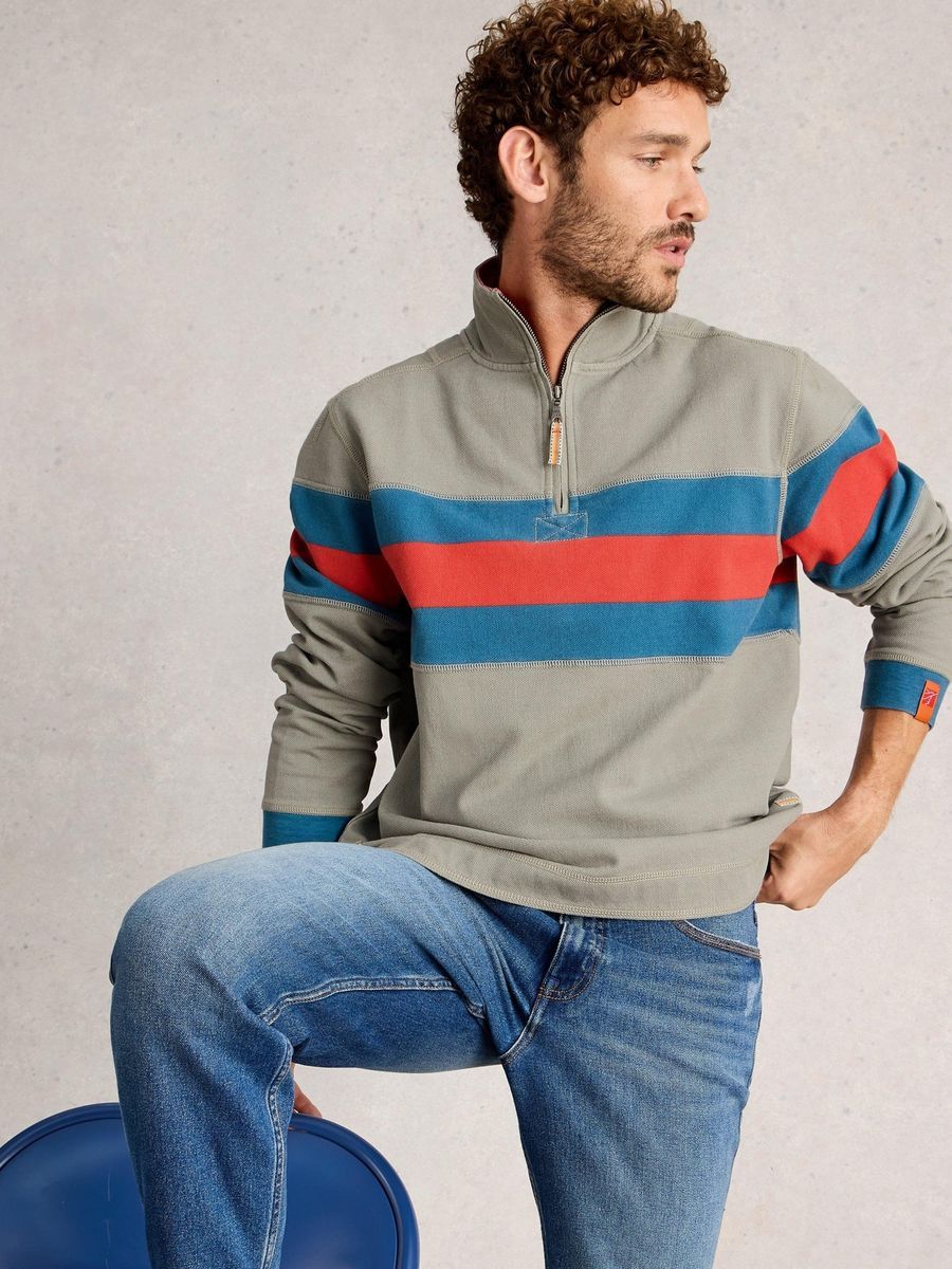 Gestreiftes Piqué-Sweatshirt aus Bio-Baumwolle