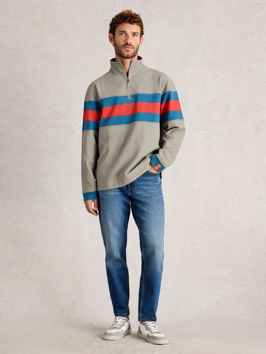 Gestreiftes Piqué-Sweatshirt aus Bio-Baumwolle