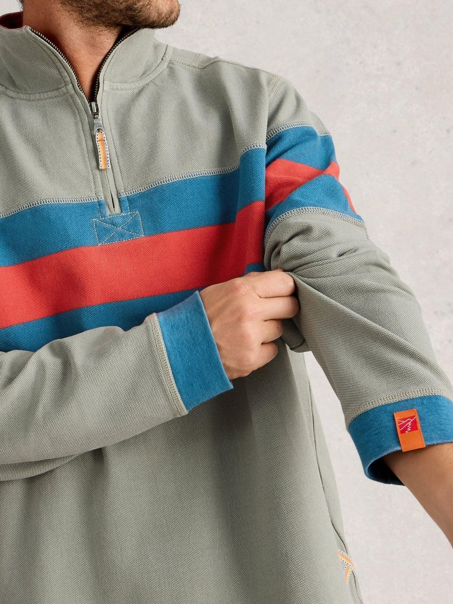 Gestreiftes Piqué-Sweatshirt aus Bio-Baumwolle