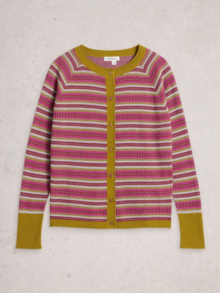 Gestreifte Strickjacke aus Baumwollstrick