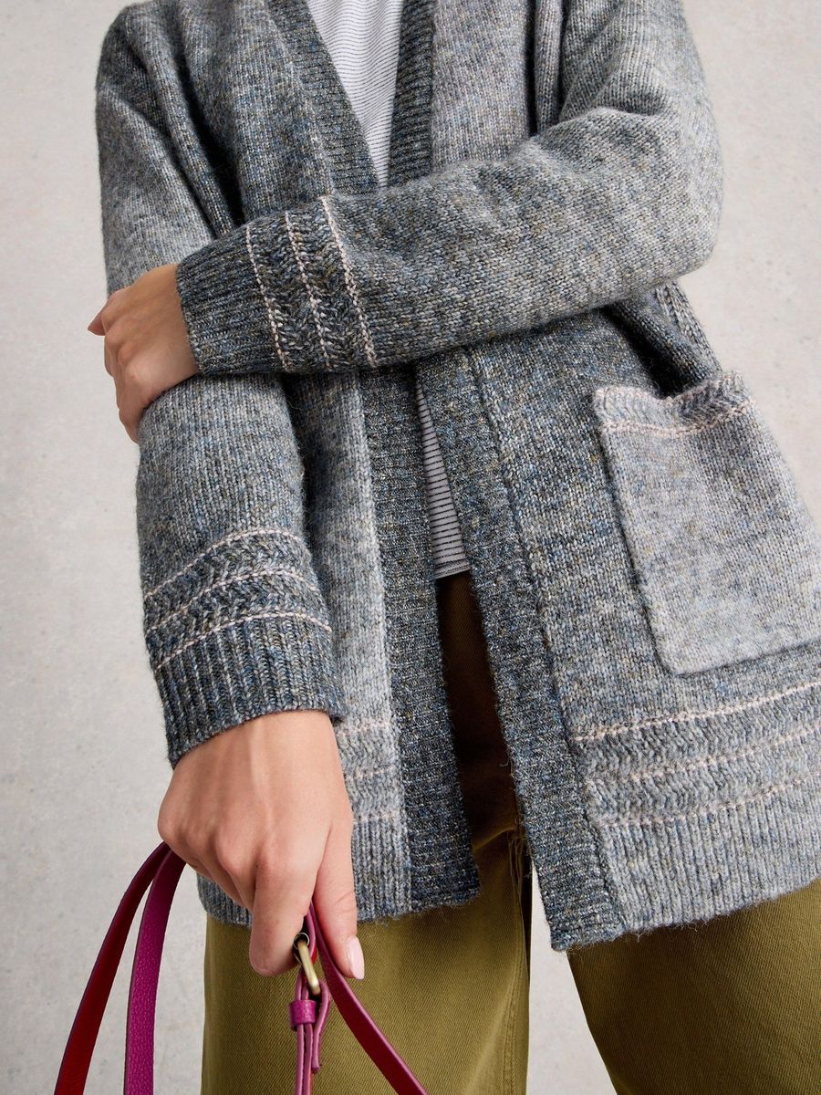 Strickjacke mit offener Vorderseite und Taschen