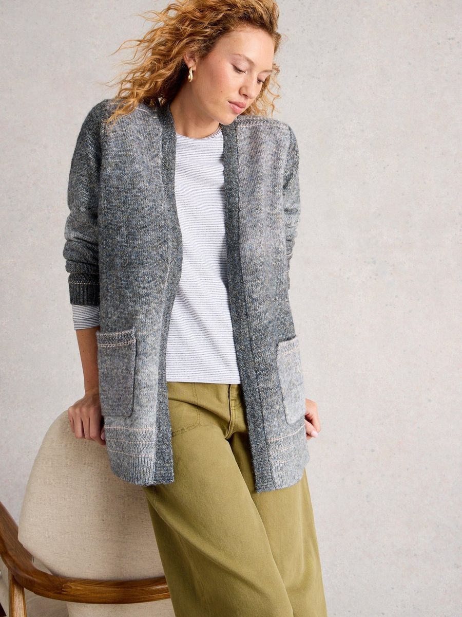 Strickjacke mit offener Vorderseite und Taschen