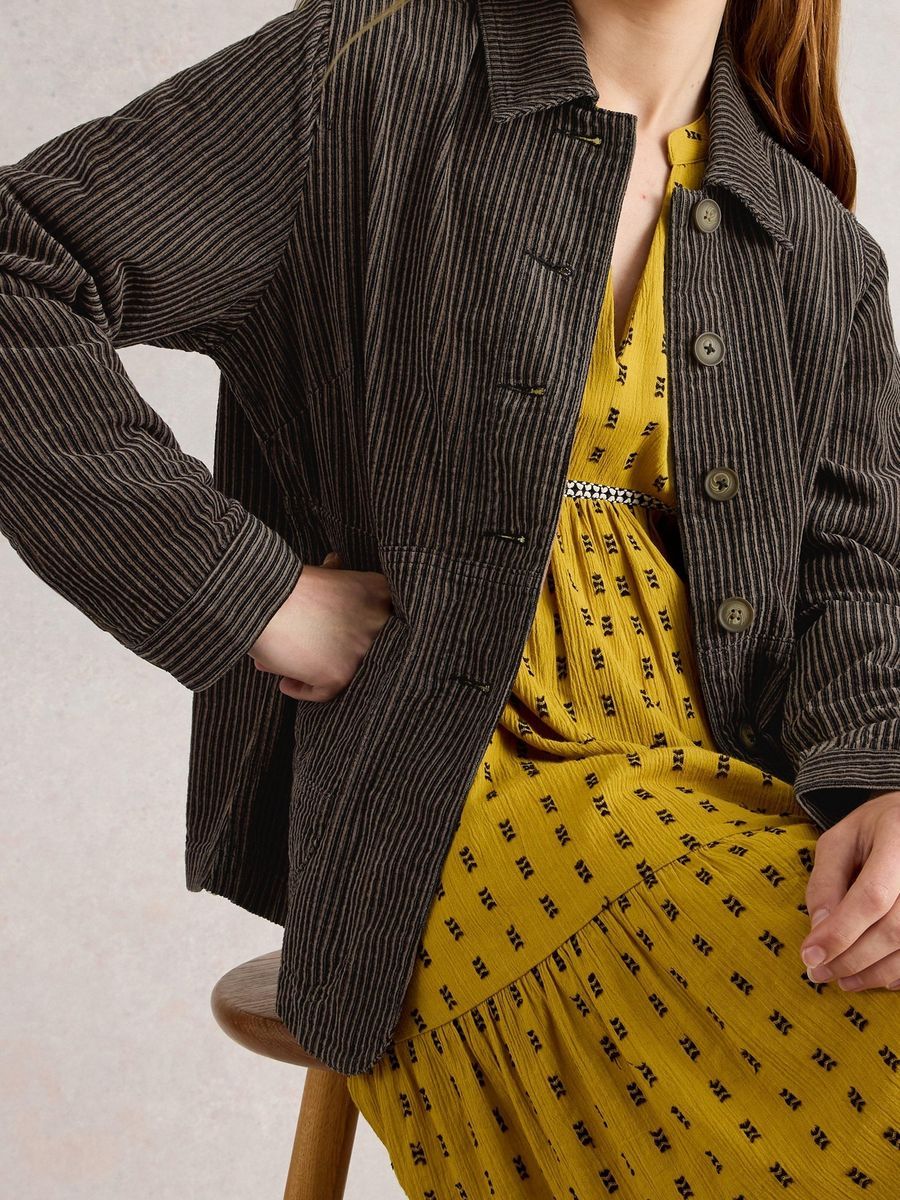 Gestreifte Cordjacke aus Bio-Baumwolle