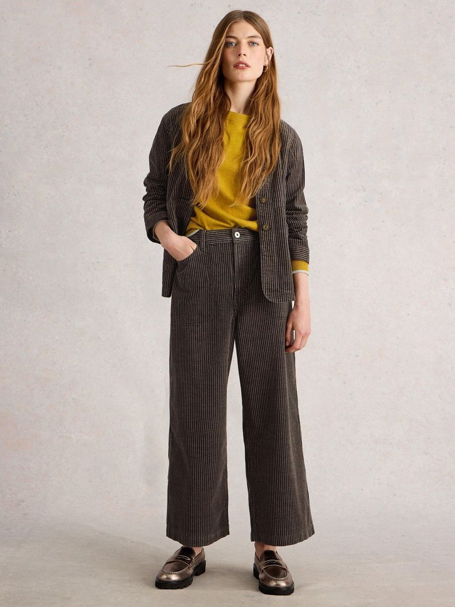 Gestreifte Cordjacke aus Bio-Baumwolle