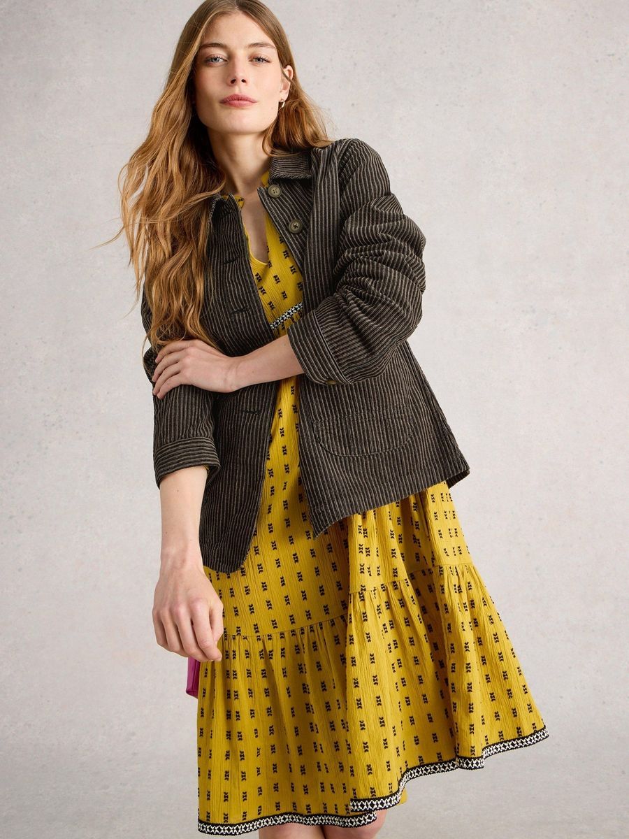Gestreifte Cordjacke aus Bio-Baumwolle