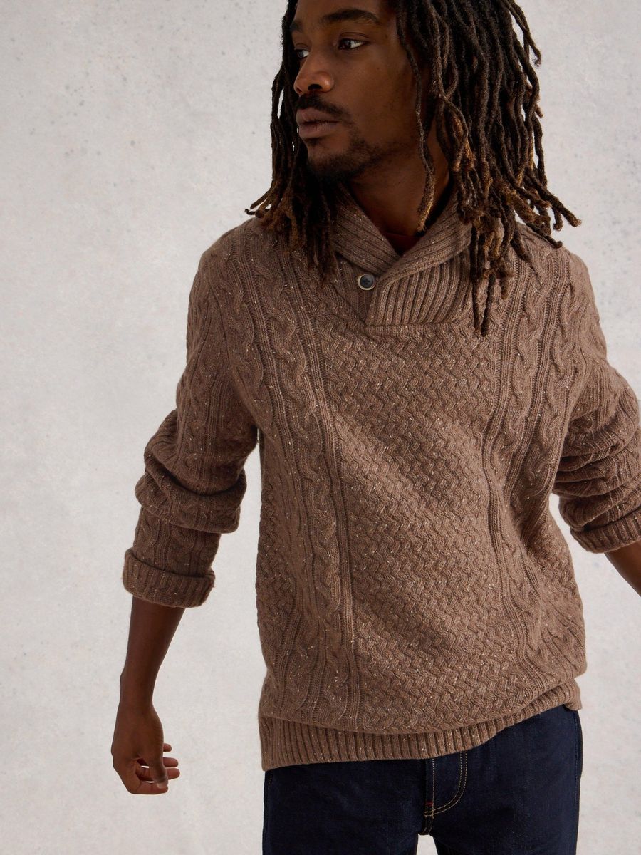 Strickpullover mit Schalkragen
